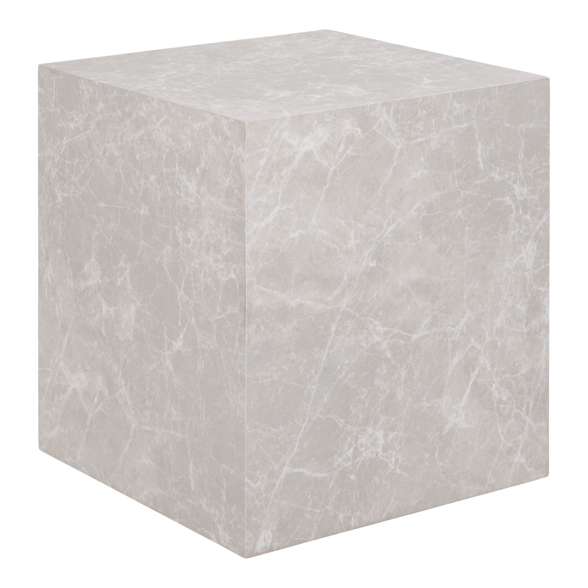 House Nordic Prague bijzettafel in beige marmerlook, vierkant MDF-blad 40×40×45 cm, Scandinavisch accent in woonkamer